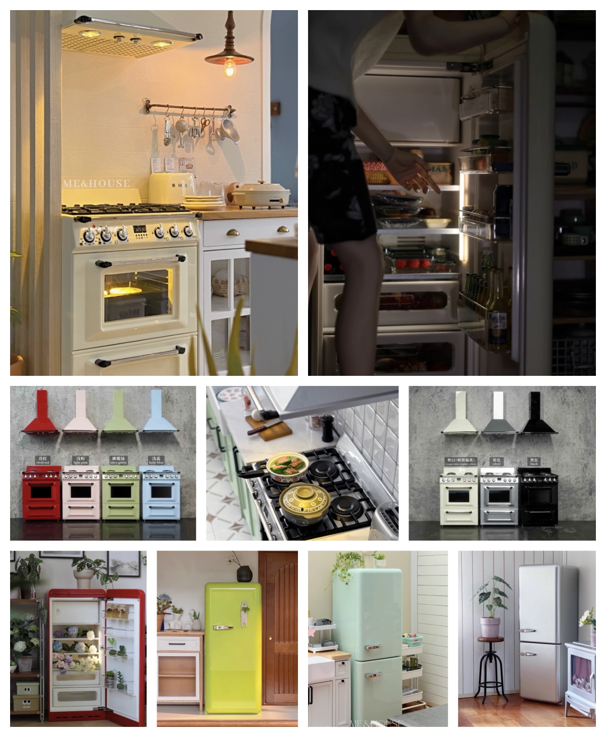 Commercial Kitchen Fridge - 1/6 Modern Miniature เฟอร์นิเจอร์ห้องครัว Blythe/BJD ตู้เย็นขนาดเล็กประตูเครื่องดูดควันตุ๊กตาเครื่องใช้ไฟฟ้า