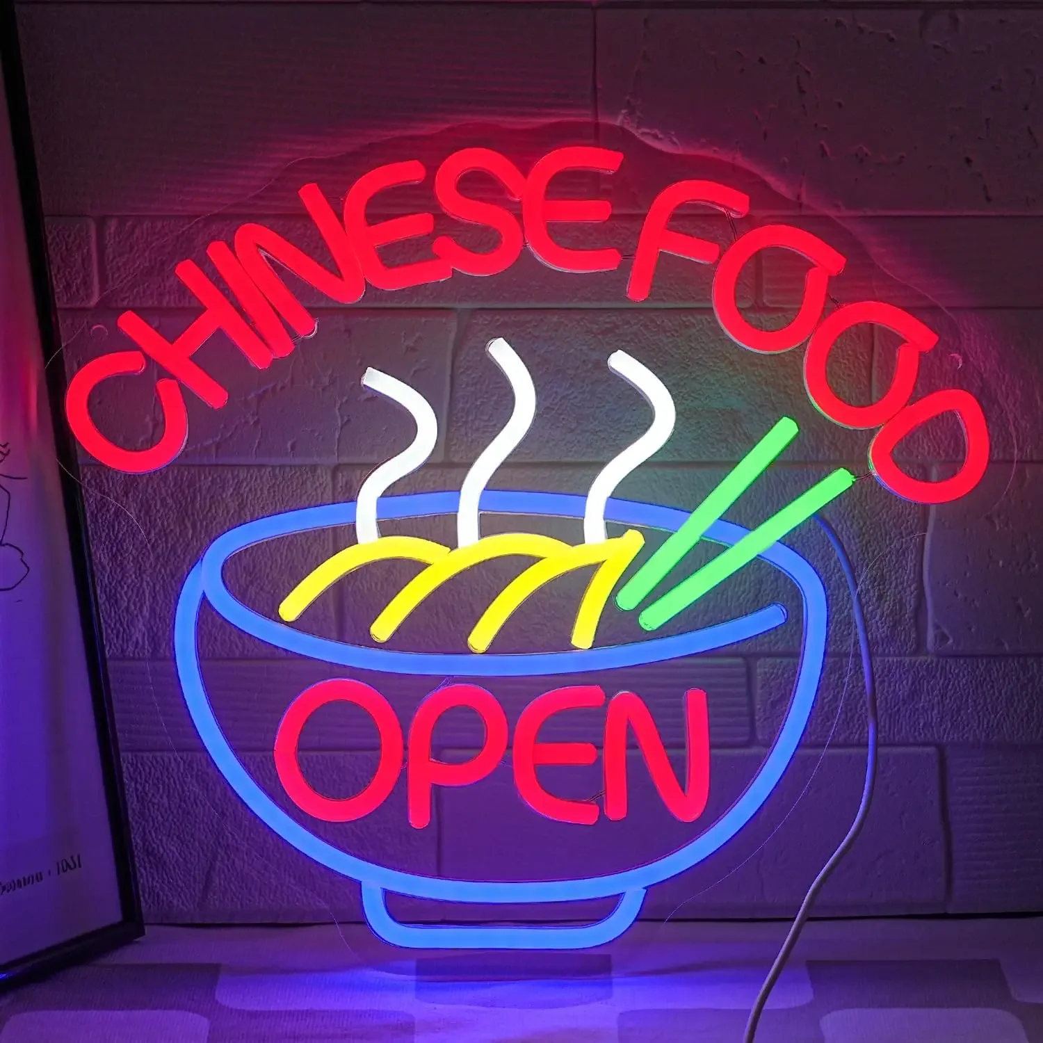 Commercial Kitchen Store - ป้ายไฟนีออนร้านอาหารจีน ป้ายไฟนีออน LED ปรับความสว่างได้ สำหรับร้านอาหาร ธุรกิจ
