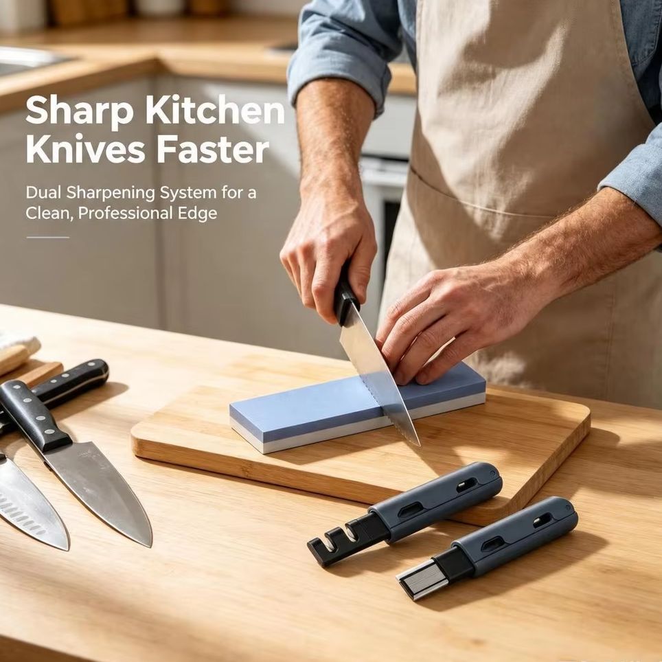 Commercial Kitchen Knife Sharpener - 3 ชิ้น, หินลับมีด, เครื่องลับมีดแบบพับได้, หินลับมีดน้ำสำหรับเชฟในครัว, เครื่องมือลับคมเกรดเชิงพาณิชย์สำหรับกรรไกร