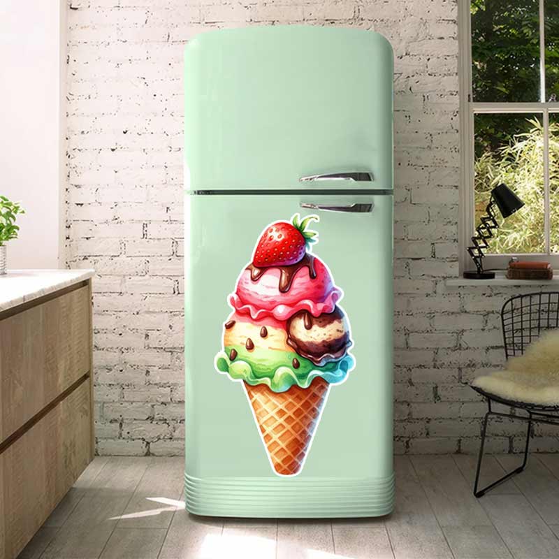ฤดูร้อน Ice Cream สติ๊กเกอร์ติ - Commercial Kitchen Fridge บทวิจารณ์และราคา