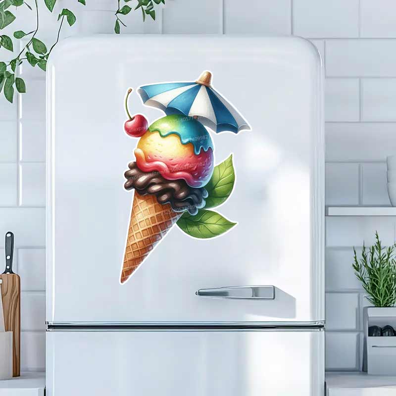 ฤดูร้อน Ice Cream สติ๊กเกอร์ติ - Commercial Kitchen Fridge บทวิจารณ์และราคา